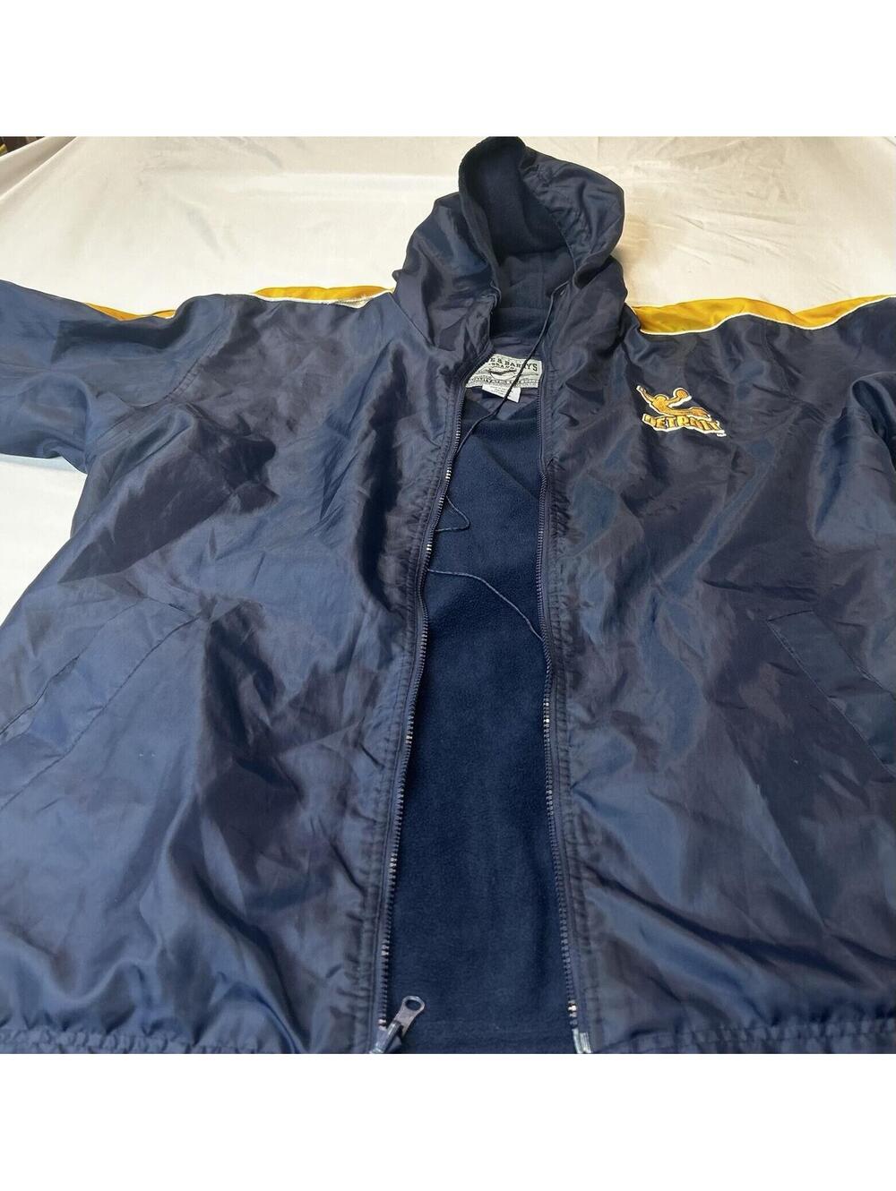 Vintage Steve & Barry's Detroit Basketball Jacket L Navy Hooded Windbreaker